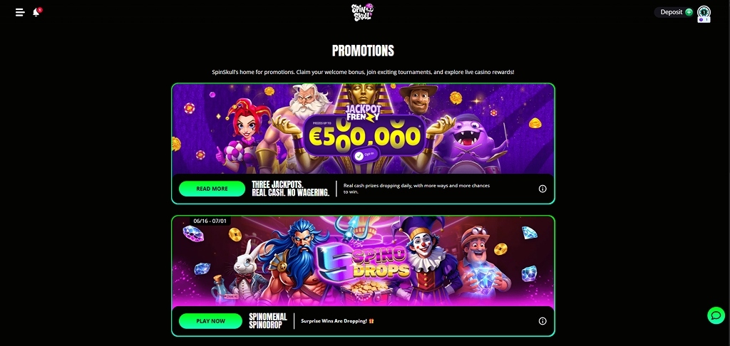 SpinSkull promotions board